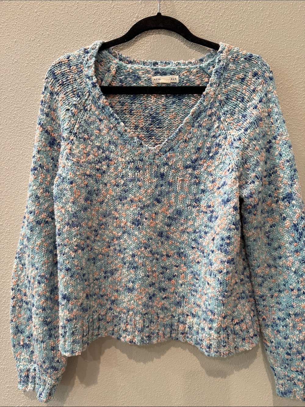 Aeropostale Light Blue Speckled V-Neck Sweater